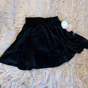 Hot Topic Black Velvet Skater Mini Skirt